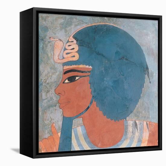 Head of Amenophis III from the Tomb of Onsou, 18th Dynasty, 1550-1295 BC (Mural)-null-Framed Stretched Canvas