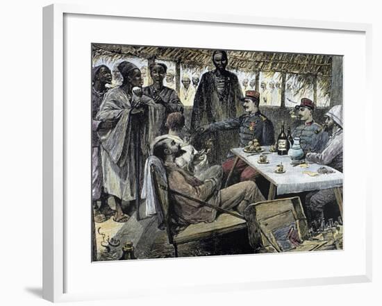 Head of an African Tribe Interviewing with the French-null-Framed Giclee Print