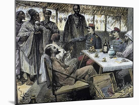 Head of an African Tribe Interviewing with the French-null-Mounted Giclee Print