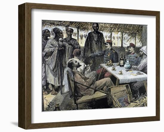 Head of an African Tribe Interviewing with the French-null-Framed Giclee Print