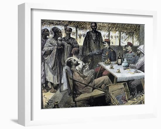 Head of an African Tribe Interviewing with the French-null-Framed Giclee Print