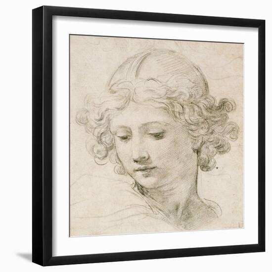 Head of an Angel, Looking Down to the Left-Pietro Da Cortona-Framed Giclee Print