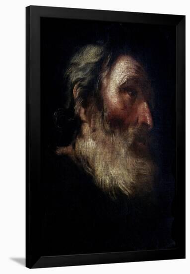 HEAD OF AN APOSTLE - 17TH CENTURY - OIL/ CANVAS - 38x32 cm - SPANISH BAROQUE - NP 2773-FRANCISCO HERRERA THE ELDER-Framed Poster