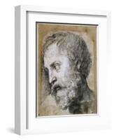 Head of an Apostle (Study for Transfiguratio), 1519-1520-Raphael-Framed Giclee Print