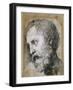 Head of an Apostle (Study for Transfiguratio), 1519-1520-Raphael-Framed Giclee Print