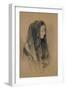 Head of an Italian Girl in a Mantilla-John Frederick Lewis-Framed Giclee Print