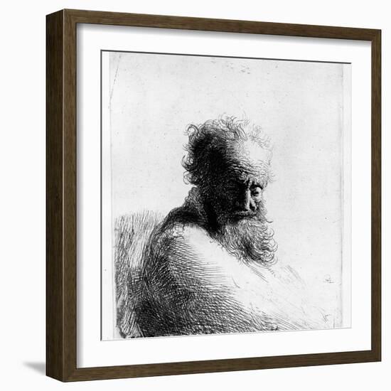 Head of an Old Man, 1631 (Etching)-Rembrandt van Rijn-Framed Giclee Print