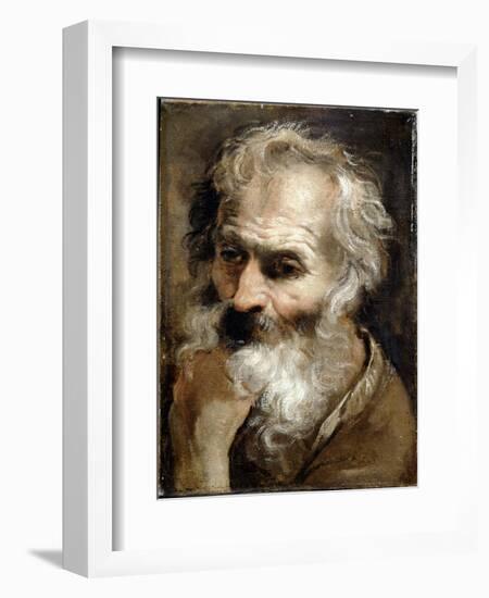 Head of an Old Man, C.1590-92-Annibale Carracci-Framed Giclee Print