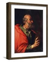 Head of an Old Man' (The Apostle Peter), 17th Century-Bernardo Strozzi-Framed Giclee Print