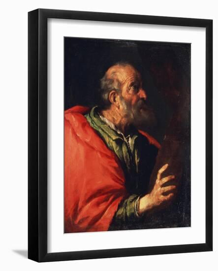 Head of an Old Man' (The Apostle Peter), 17th Century-Bernardo Strozzi-Framed Giclee Print