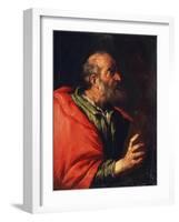 Head of an Old Man' (The Apostle Peter), 17th Century-Bernardo Strozzi-Framed Giclee Print