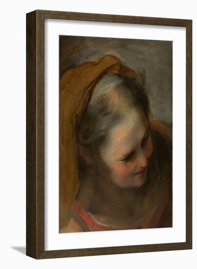 Head of an Old Woman Looking to Lower right (Saint Elizabeth), 1584-86 (Oil on Paper)-Federico Fiori Barocci or Baroccio-Framed Giclee Print