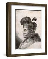 Head of an Oriental in Profile to the Left, 1635 40 monotype printed in black ink-Giovanni Benedetto Castiglione-Framed Giclee Print