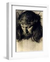 Head of Christ, circa 1890-Franz von Stuck-Framed Premium Giclee Print