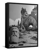 Head of Christ in Front of Destroyed Cathedral 2 Miles from Where the US Dropped an Atomic Bomb-Bernard Hoffman-Framed Stretched Canvas