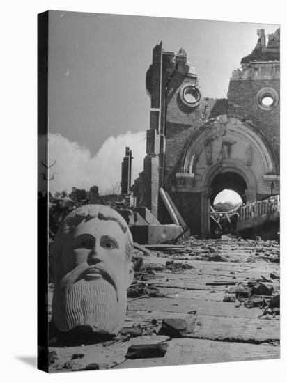Head of Christ in Front of Destroyed Cathedral 2 Miles from Where the US Dropped an Atomic Bomb-Bernard Hoffman-Stretched Canvas