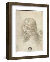 Head of Christ with a Hand Grasping His Hair-Leonardo da Vinci-Framed Giclee Print