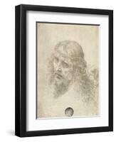 Head of Christ with a Hand Grasping His Hair-Leonardo da Vinci-Framed Giclee Print