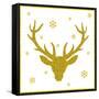 Head of Deer with Big Horns. Trendy Gold Glitter Texture.-Farferros-Framed Stretched Canvas