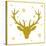 Head of Deer with Big Horns. Trendy Gold Glitter Texture.-Farferros-Stretched Canvas