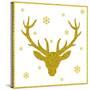 Head of Deer with Big Horns. Trendy Gold Glitter Texture.-Farferros-Stretched Canvas