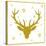 Head of Deer with Big Horns. Trendy Gold Glitter Texture.-Farferros-Stretched Canvas