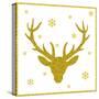 Head of Deer with Big Horns. Trendy Gold Glitter Texture.-Farferros-Stretched Canvas