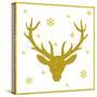 Head of Deer with Big Horns. Trendy Gold Glitter Texture.-Farferros-Stretched Canvas