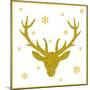Head of Deer with Big Horns. Trendy Gold Glitter Texture.-Farferros-Mounted Art Print