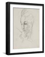 Head of Liberty (Graphite Pencil on Paper)-Eugene Delacroix-Framed Giclee Print