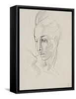 Head of Liberty (Graphite Pencil on Paper)-Eugene Delacroix-Framed Stretched Canvas