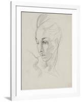 Head of Liberty (Graphite Pencil on Paper)-Eugene Delacroix-Framed Giclee Print