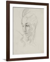 Head of Liberty (Graphite Pencil on Paper)-Eugene Delacroix-Framed Giclee Print