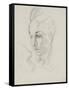 Head of Liberty (Graphite Pencil on Paper)-Eugene Delacroix-Framed Stretched Canvas