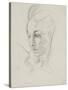 Head of Liberty (Graphite Pencil on Paper)-Eugene Delacroix-Stretched Canvas