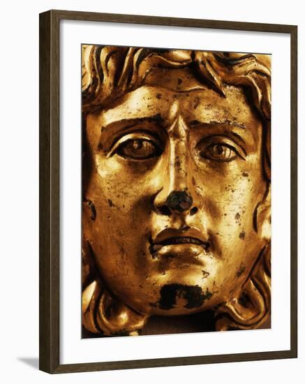 Head of Medusa, Gilded Bronze, 2nd - 3rd century, from Temple of Asclepius, Ulpia Traiana, Romania-null-Framed Photographic Print