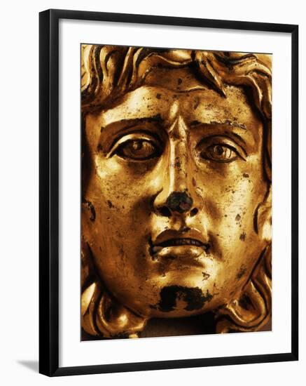 Head of Medusa, Gilded Bronze, 2nd - 3rd century, from Temple of Asclepius, Ulpia Traiana, Romania-null-Framed Photographic Print