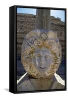 Head of Medusa in the Severan Forum of the Ancient Roman City of Leptis Magna, Libya-Vivienne Sharp-Framed Stretched Canvas