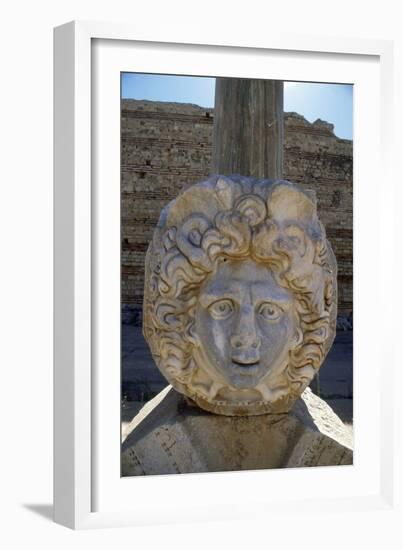 Head of Medusa in the Severan Forum of the Ancient Roman City of Leptis Magna, Libya-Vivienne Sharp-Framed Photographic Print