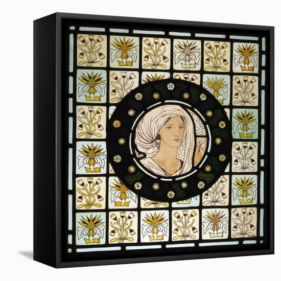 Head of Penelope on Stained Glass Window-Edward Burne-Jones-Framed Stretched Canvas