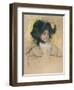 Head of Simone in a Green Bonnet with Wavy Brim-Mary Cassatt-Framed Giclee Print