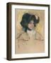 Head of Simone in a Green Bonnet with Wavy Brim-Mary Cassatt-Framed Giclee Print