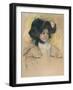 Head of Simone in a Green Bonnet with Wavy Brim-Mary Cassatt-Framed Giclee Print
