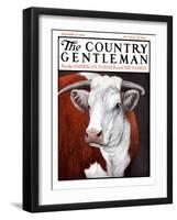 "Head of Steer," Country Gentleman Cover, September 22, 1923-Charles Bull-Framed Giclee Print