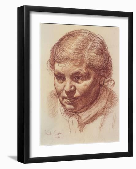 Head of the Artist's Mother, 1910 (Sanguine on Paper)-Mark Gertler-Framed Giclee Print