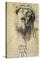 Head of the Dead Christ, 1503. Dramatic drawing of the dead Christ.-Albrecht Dürer-Stretched Canvas