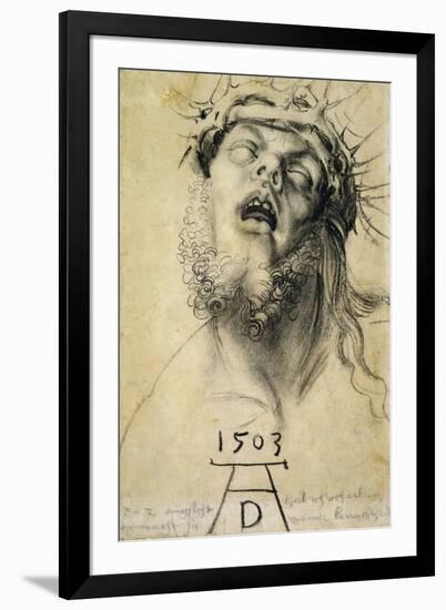 Head of the Dead Christ, 1503. Dramatic drawing of the dead Christ.-Albrecht Dürer-Framed Giclee Print