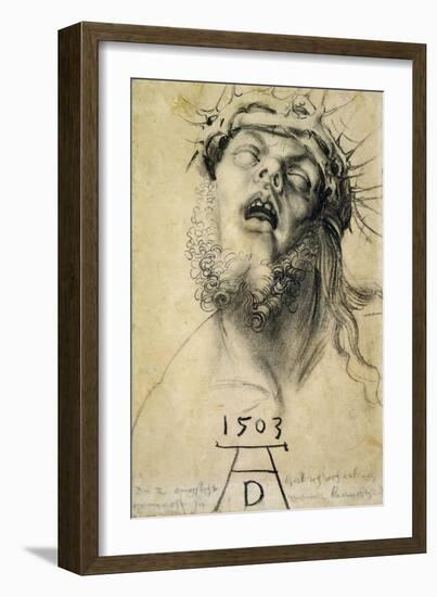 Head of the Dead Christ, 1503. Dramatic drawing of the dead Christ.-Albrecht Dürer-Framed Giclee Print