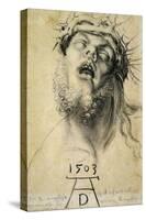 Head of the Dead Christ, 1503. Dramatic drawing of the dead Christ.-Albrecht Dürer-Stretched Canvas