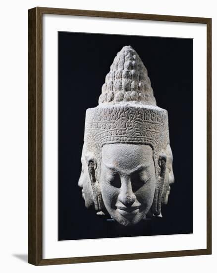 Head of Three-Headed Deity in Stoneware-null-Framed Giclee Print